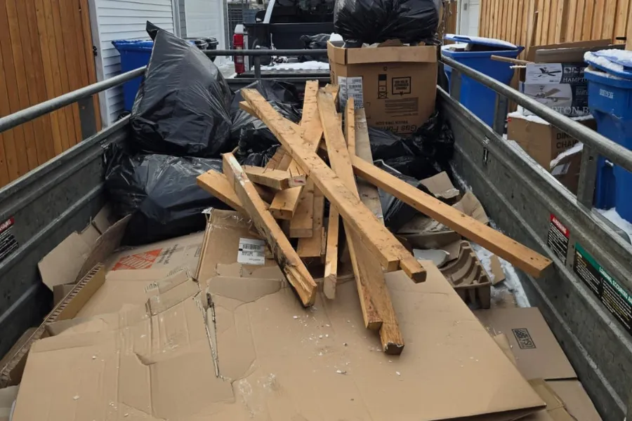 Furniture and household items prepared for cleanout