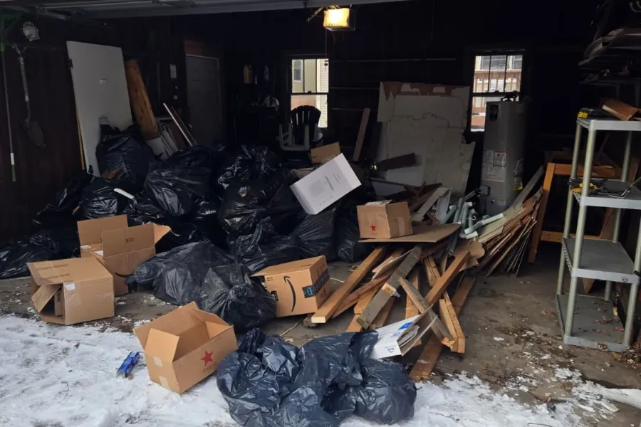 Household items and furniture prepared for cleanout