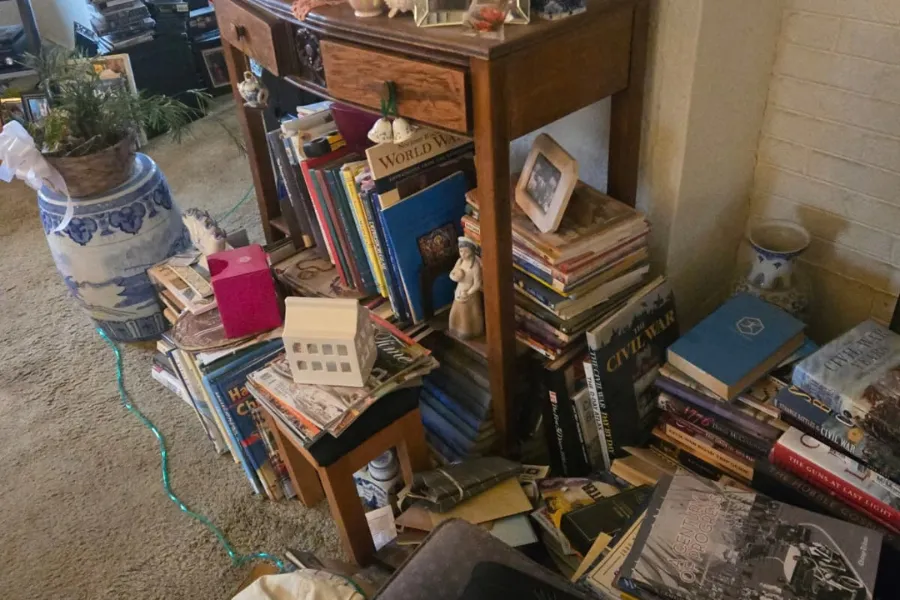 Furniture and household items prepared for cleanout